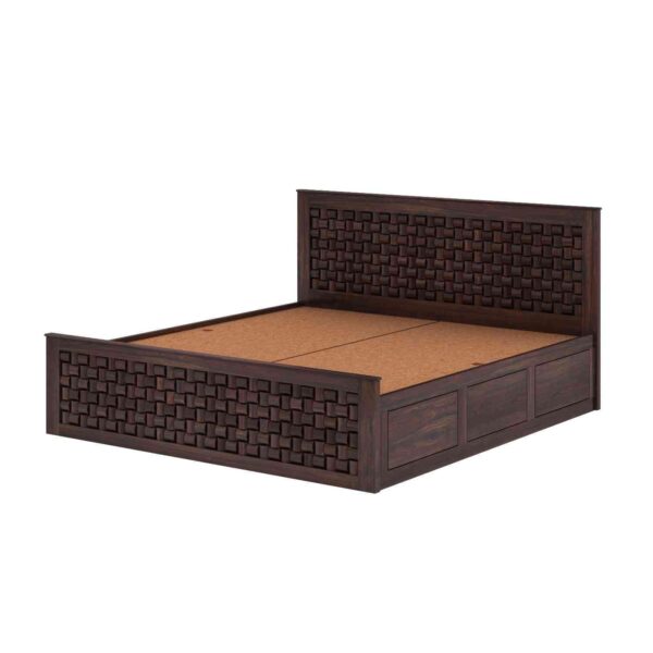 Queen Size Bed with Box Storage | Sheesham Wood - Image 2