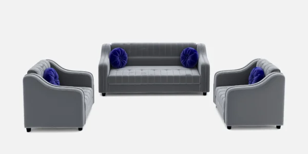 Five Seater Velvet Sofa Set with Cushions| 3+1+1 - Image 5