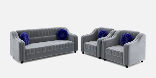 Five Seater Velvet Sofa Set with Cushions| 3+1+1 - Image 2